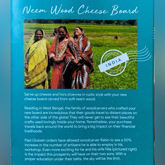 🆕 Handcrafted Neem Wood Cheese Board - Picture 5 of 6